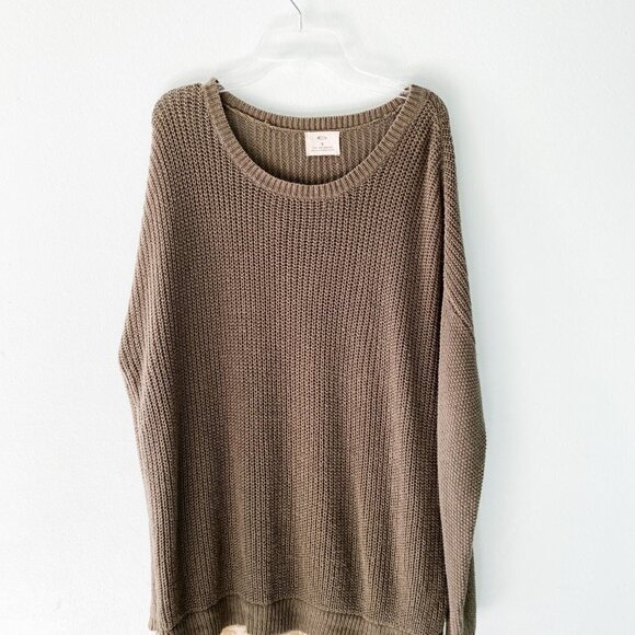 🦋 URBAN OUTFITTERS Pins & Needles Olive Sweater Lace Trim Size Small Oversize - Picture 4 of 8